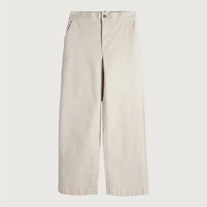 Oak + Fort Cropped Cream Wide-Leg Pants (XS)